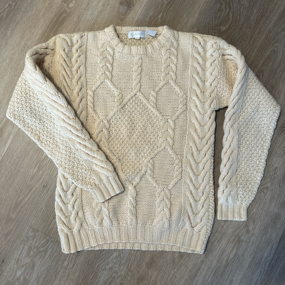 Men's Cream Cable Knit Sweater